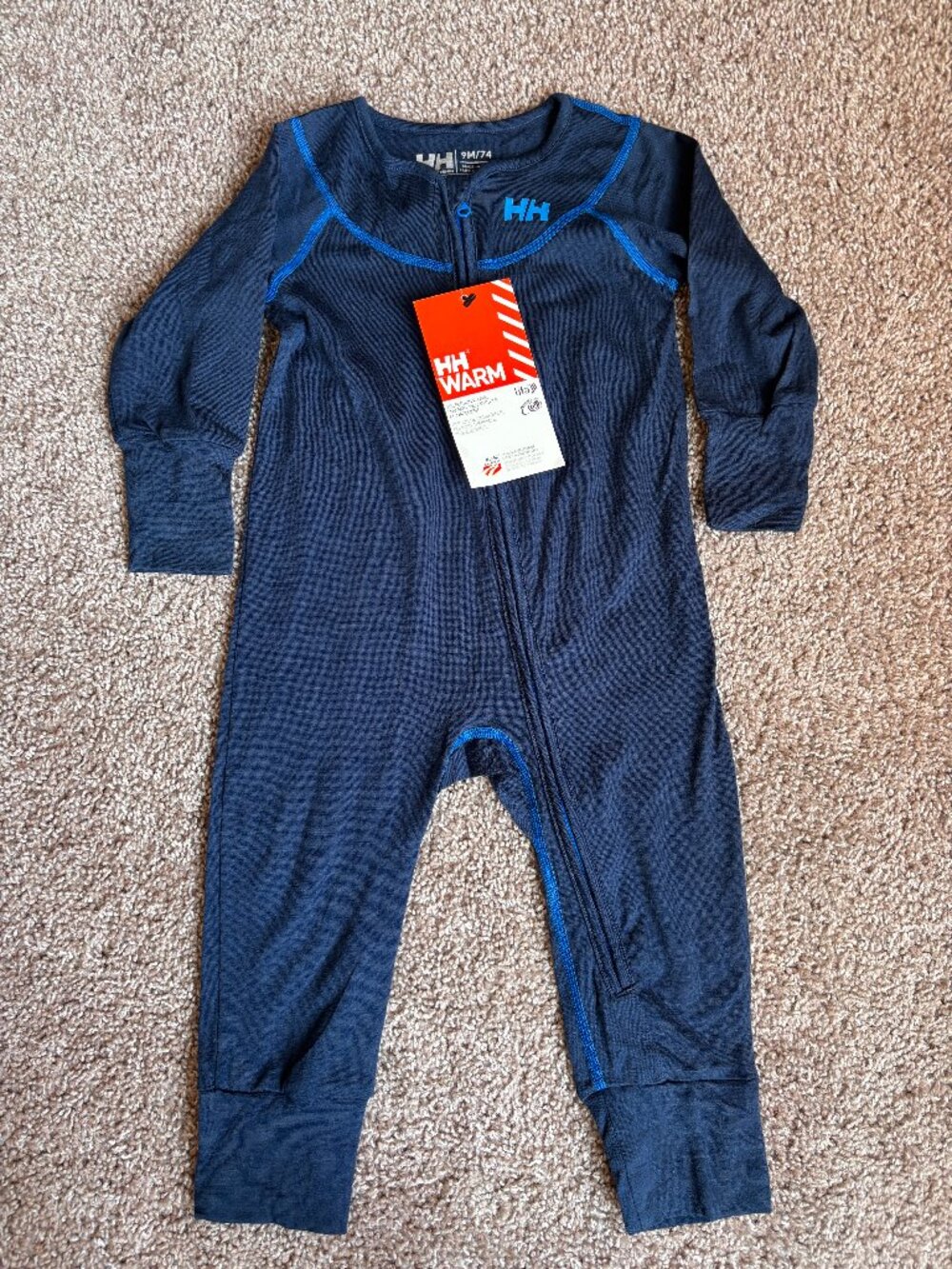 NEW Helly Hansen Lifa Merino Wool Warm Baby Baselayer One Piece Romper Size 9mo